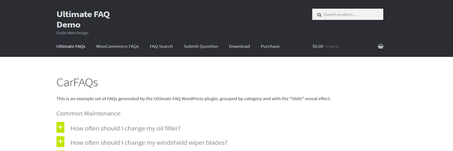 WordPress Deal Black Friday FAQ Plugin Demo 