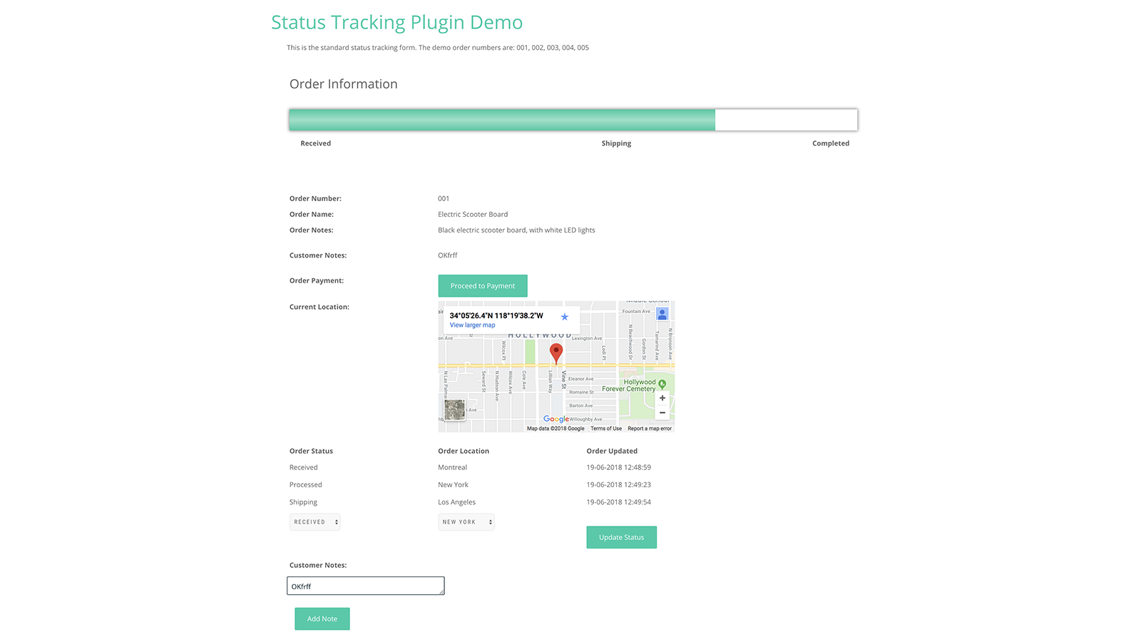 WordPress order tracking plugin