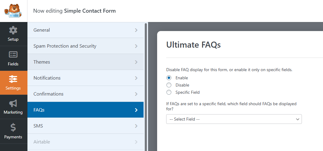 How to integrate Ultimate FAQ with WP Forms